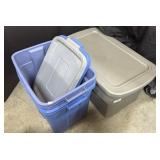 3 Empty RubberMaid Totes.