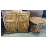 Mid Century Round Side Table & Cabinet.