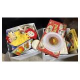 Box Of Dolls, Kitchen Glassware, Books, Board
