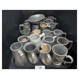 Various Pewter Mugs & Serving Trays.