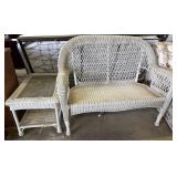 Woven Composite Patio Bench & Side Table.