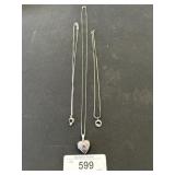 3 Sterling Silver Necklaces & Pendants.