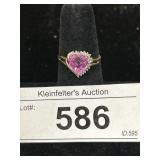 10K Gold Heart Gemstone Ring.