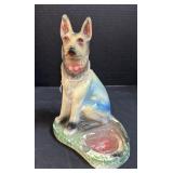 Vintage Chalk Ware German Shepherd Figurine.