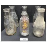 6 Various Vintage Glass Dairy Milk Bottles.