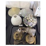 Stained Glass Lamp Shade, (3) Vtg Light