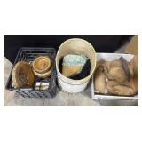 Wooden Nut Bowls, Sewing Fabric Scraps, Holiday