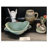 Roseville Floral Vase, Stoneware Mug.