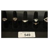 6 Sterling Silver Rings.