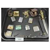 Vintage German Dagger, Zippo & Other Lighters.