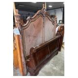 Large Heavily Carved Head Board and Footboard.