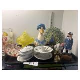 Peacock Figurine, Bird In Nest Jar.