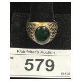 14K Gold Green Gemstone Ring.