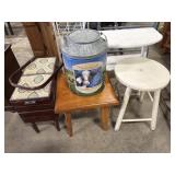 Milk Can, Sewing Kit, Plant Stand.