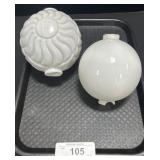 2 Vintage Milk Glass Lighting Rod Globes.