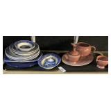 Pink Fiestaware, Blue Willow Ware.