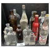 Various Glass Advertising Bottles, Pepsi, Beer.;