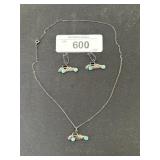 Sterling Silver Car Earrings & Necklace.