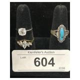 3 Sterling Silver Rings.