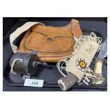 Bowie Knife, Leather Shoulder Bag.