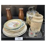 Stoneware Jar & Jug, Various Vintage Plates.