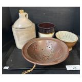 Vintage Stoneware Jug, Crock & Jelly Mold.