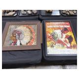 Framed Poster, Fraked Embroidered Native American.