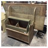 Wooden Flip Top Table and Primitive Shelf.