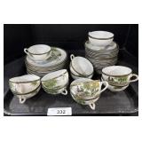 Soko China Hand Painted Porcelain Cups & Saucers.