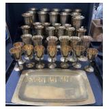 2 Trays Brass Goblets.