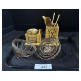 Bamboo Tea Tools & Holder, Wooden Coasters, Iron