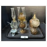 Vintage Small Oil Hurricane Lamps.