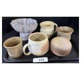 White Ceramic Petal Vase, Stoneware Mugs,