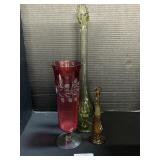 Fenton Green Swung Glass Vase, Art Glass Vase.