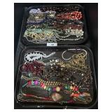 2 Trays Of Costume Jewelry, Necklaces.