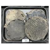 German Antique Cast Iron Waffle Makers.