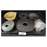 Japanese Modern Ikebana Stonewear, Cast Iron Dish.