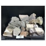 Tray Of Rough Cut & Raw Stones & Minerals.