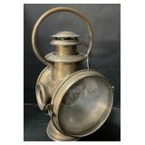 Never out Early Brass Automobile Lantern.