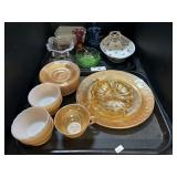 Uranium Glass Bowls, Carnival, Pink Depression.