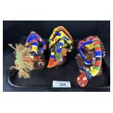 3 Colorful Ceramic Animal Sculptures.