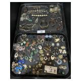 2 Trays Of Costume Jewelry, Earrings, Bracelets.
