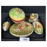4 Vintage German Paper Mache Easter Eggs.