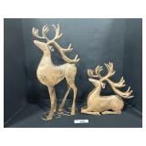 2 Rustic Metal Reindeer Metal Figures.