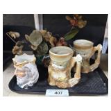 Davey Crockett Mugs, Italian Donkey Planter.
