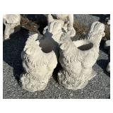 2 Concrete Rooster Garden Statue Planters.