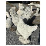 2 Concrete Rooster Garden Statues.