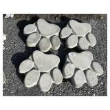 4 Concrete Paw Print Garden Stepping Stones.