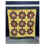 Machine Sewn Yellow Forget Me Knot Lap Quilt.