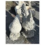 Hen & Rooster Concrete Garden Statues.